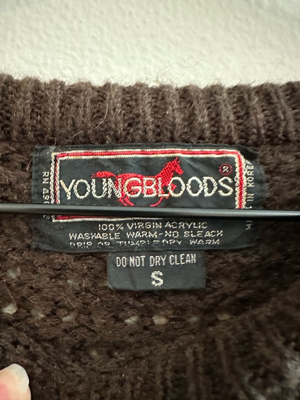 VTG Youngbloods Striped Knit Sweater Brown Rust Tan S Small Western Retro - Picture 3 of 9